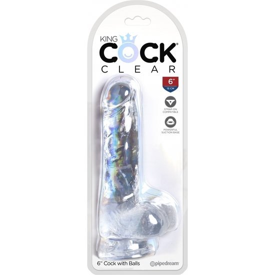King cock - dildo realista , transparente -13,5 cm