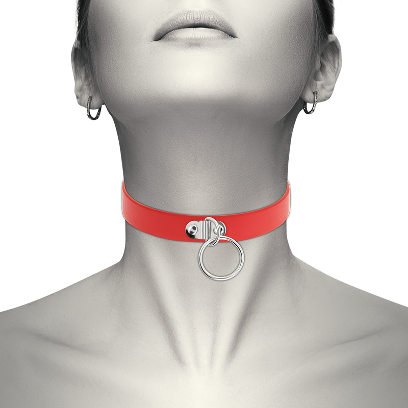 Collier Rouge Chic en Similicuir Vegan - Accessoire Sensuel