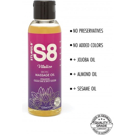 S8 aceite de masaje vitalice: lima omani y jengibre picante - 125ml