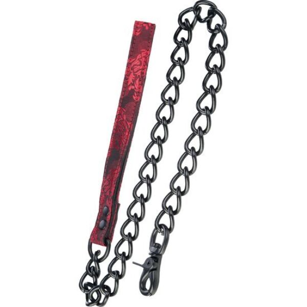 Laisse CalExotics Scandal Leash avec chaîne et poignée doublée en similicuir