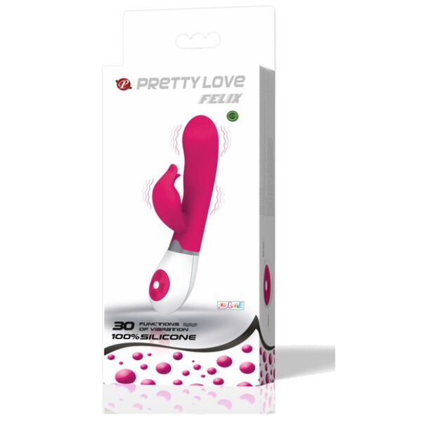 Vibromasseur rabbit Pretty Love BI-014223 lilas et blanc, avec son corps courbe et ses oreilles pour le clitoris