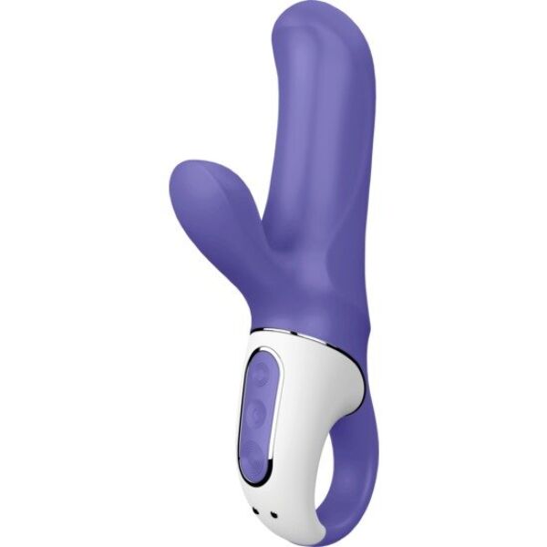 Vibromasseur rabbit Satisfyer Magic Bunny, avec son manche courbe et son bras pour le clitoris