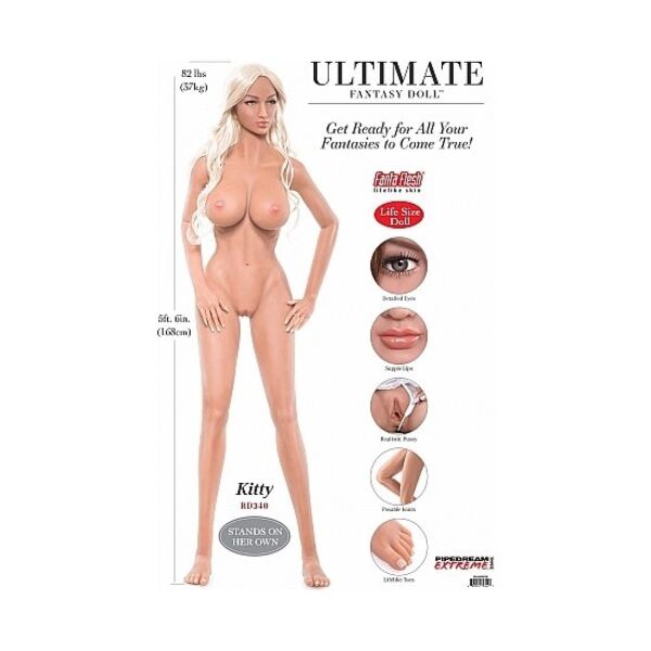 Poupée sexuelle Pipedream Extreme Toyz Kitty de 168 cm avec squelette articulé