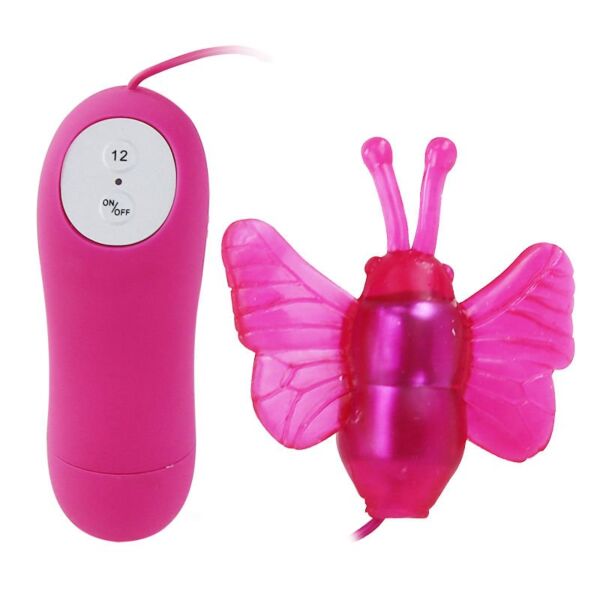 Mini-vibromasseur papillon Baile lilas avec antennes et sa commande filaire