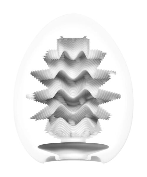Masturbateur Tenga EGG Wavy, œuf en TPE à texture intérieure ondulée