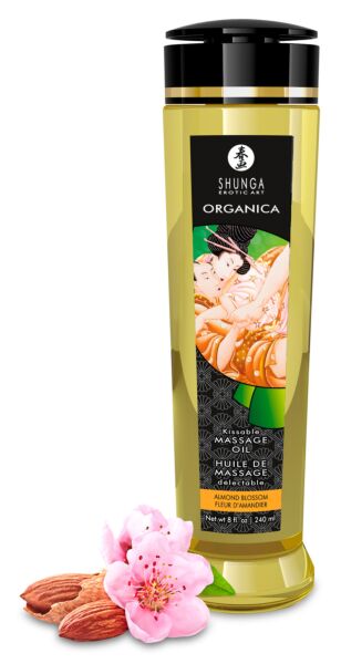 Flacon de 240 ml de l'huile de massage Shunga Almond Blossom