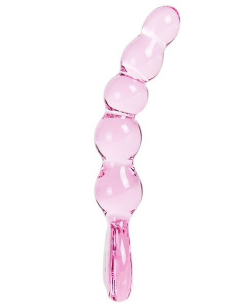 Gode à perles S Pleasures Crystal Aphrodite, rose transparent, avec base en forme de cœur
