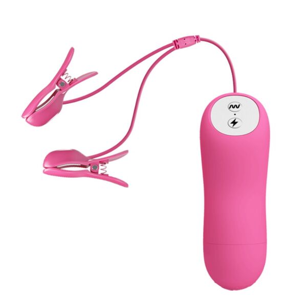 Pinces à tétons Baile BI-014648-1 avec vibration et électrostimulation