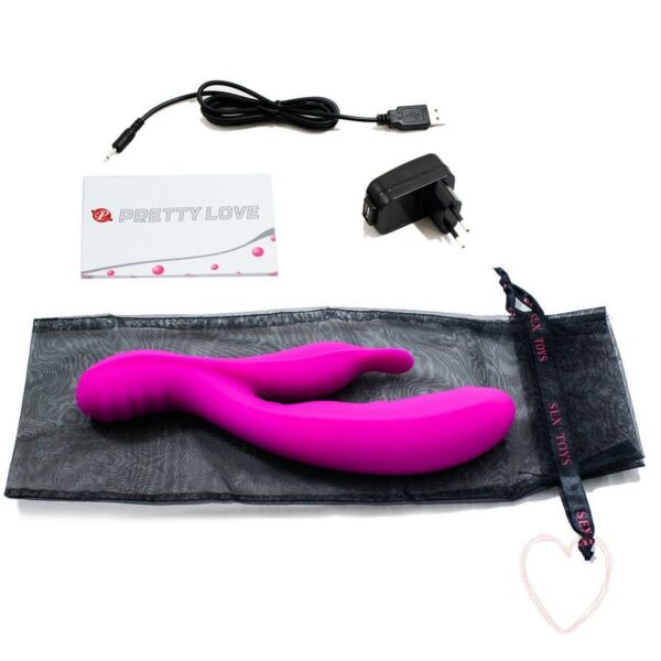 Vibromasseur rabbit Pretty Love Bliss en silicone lilas, avec son bras pour le clitoris