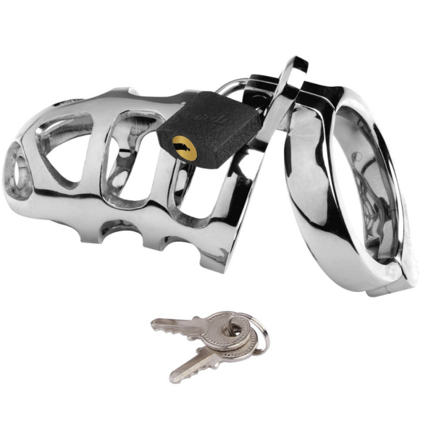 Cage de chasteté Metal Hard en métal, avec son anneau pour les testicules