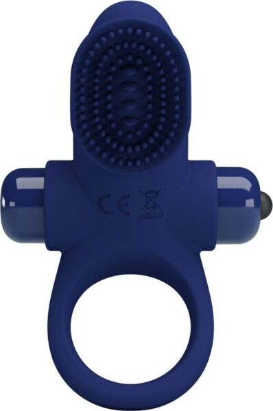 Anneau vibrant Pretty Love BI-210205-3 en silicone bleu avec son mini-vibromasseur