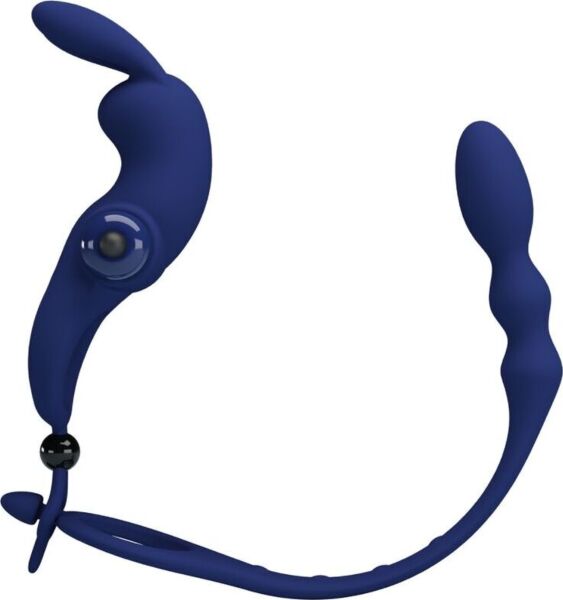 Anneau pénien vibrant avec plug anal Pretty Love BI-210213-3 bleu