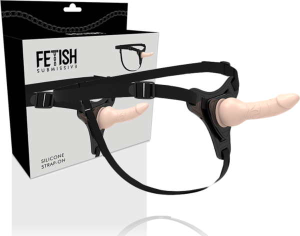 Gode ceinture Fetish Submissive avec ceinture élastique et pièce en silicone à embout conique