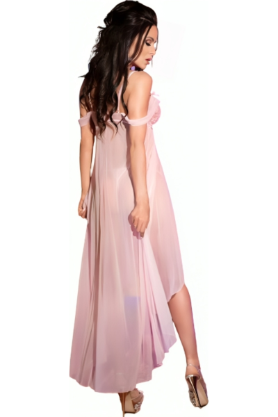 Babydoll long Chilirose CR 3716 en résille et dentelle, avec son tanga