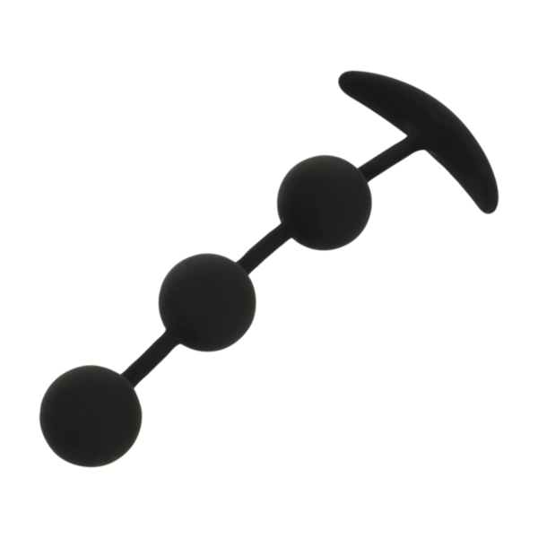 Boules anales Black&Silver Harry, avec leurs trois boules graduées et la base de maintien