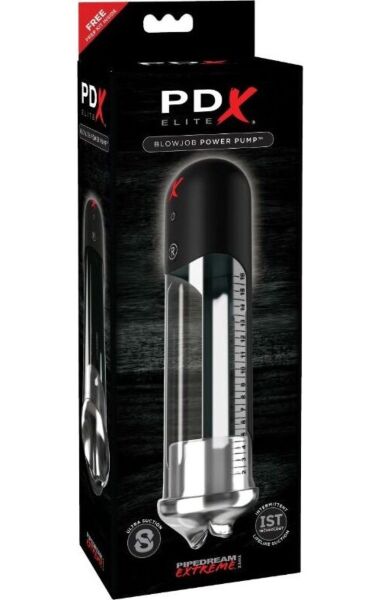 Pompe à pénis Pipedream PDX Elite Blowjob Power Pump, avec tube transparent et entrée souple