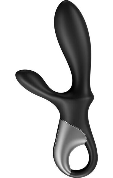 Vibromasseur anal Satisfyer Heat Climax+ noir, avec ses deux bras et son manche à anneau de retenue