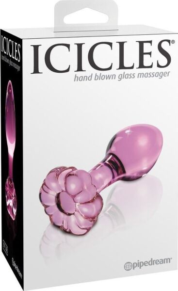Plug anal en verre Icicles N. 48 avec corps incurvé et anneau à la base