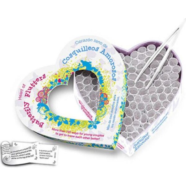 Jeu de couple Tease & Please Cœur Cosquilleos de Amor, avec ses petits papiers roulés et la pince