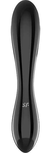 Gode en verre Satisfyer Dazzling Crystal 1 en verre noir transparent, avec ses deux extrémités texturées