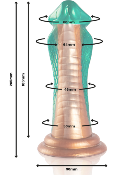 Dildo Epic Python Cobra Green avec gland, renflement sous le gland et base