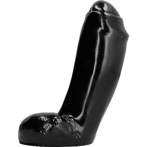 Gode réaliste All Black AB46 Big Bird, noir, à tige droite et testicules