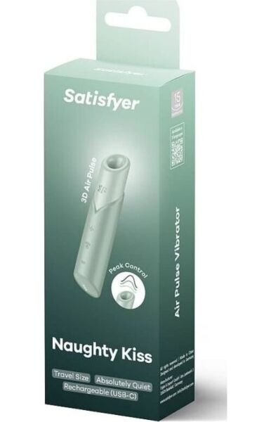 Stimulateur clitoridien à succion Satisfyer Naughty Kiss couleur menthe, en forme de rouge à lèvres
