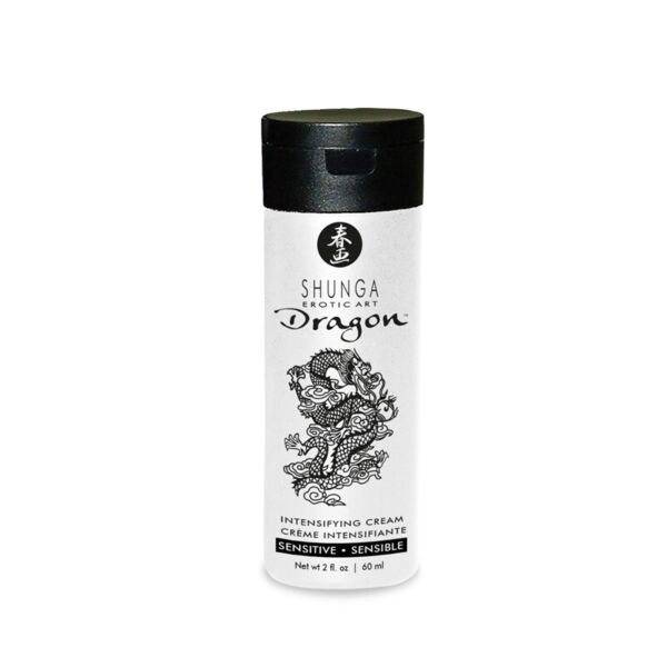 Crème stimulante Shunga Dragon Sensitive dans son flacon de 60 ml