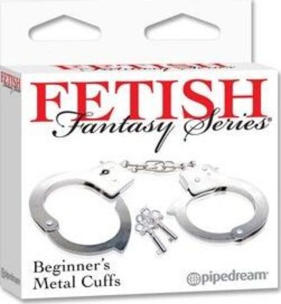 Menottes de poignet Pipedream Beginner's Metal Cuffs reliées par une chaîne en acier chromé