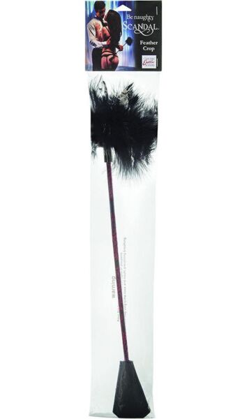 Cravache à plumes CalExotics Scandal Feather Crop, rouge et noire
