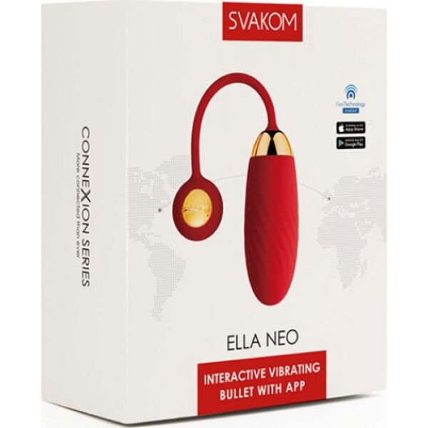 Œuf vibrant SVAKOM Ella Neo de couleur rouge, avec sa queue