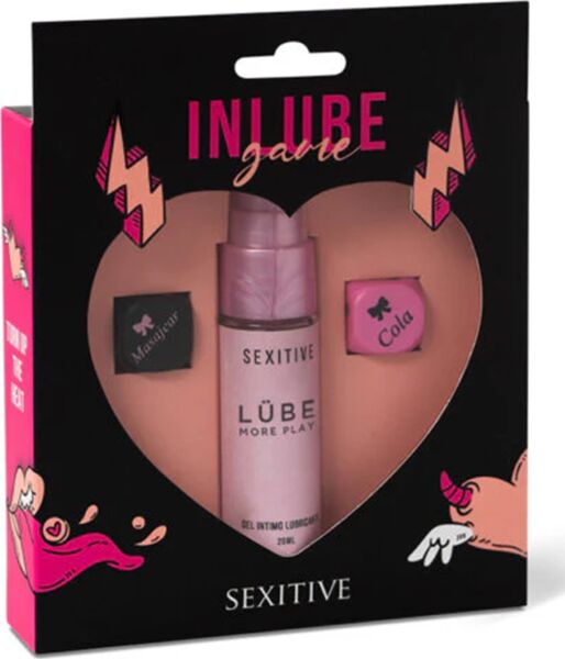 Jeu Sexitive Inlube Game avec ses deux dés et le gel lubrifiant