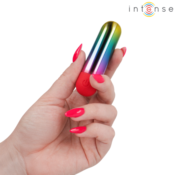 Mini-vibromasseur Intense Debbie Rainbow avec finition multicolore arc-en-ciel