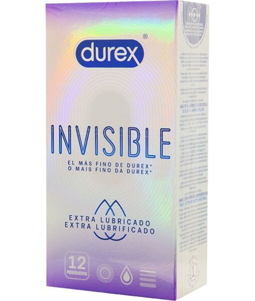 Préservatifs transparents Durex Invisible Extra Lubricated, 12 unités