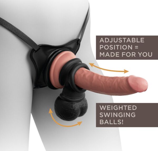 Anneau pénien (cockring) King Cock Elite Crown Jewels avec ses boules en silicone