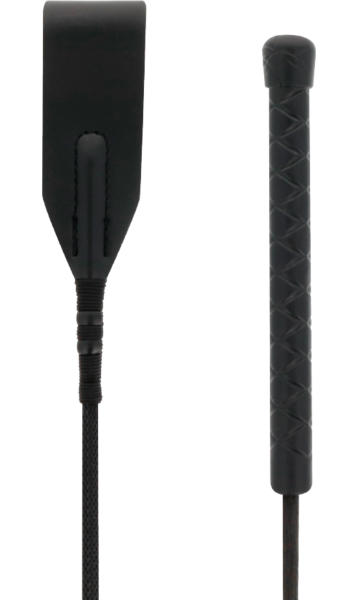 Cravache Darkness de 45 cm avec embout en cuir fin