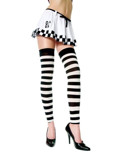 Leggings Music Legs Rayures Noires et Blanches, à motif de grandes rayures
