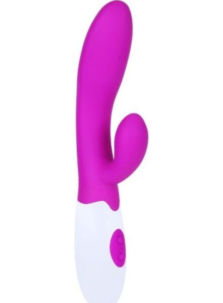 Vibromasseur rabbit Pretty Love Flirtation Alvis lilas et blanc, avec partie à insérer et stimulateur clitoridien