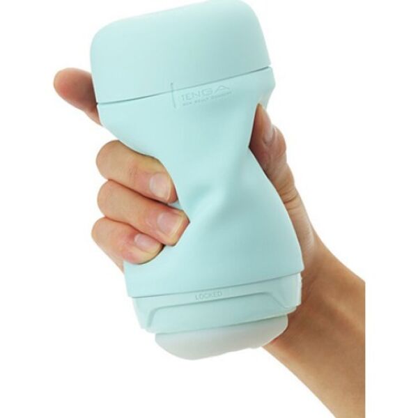 Masturbateur Tenga Puffy Mint Green, de couleur turquoise, avec son interface souple