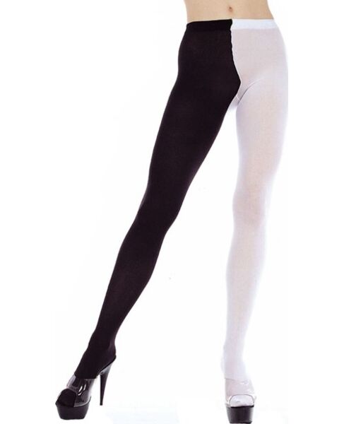 Collants Music Legs XXL noir/blanc, opaques, avec une jambe noire et une jambe blanche