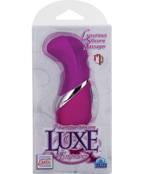 Mini-vibromasseur Calexotics Silicone Luxe Empower rose, avec un embout incurvé et strié