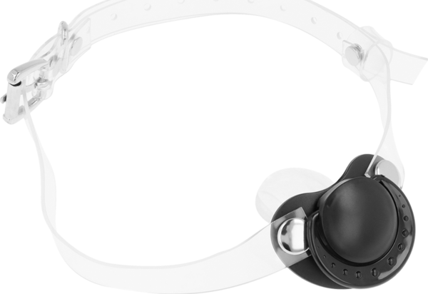 Bâillon tétine OhMama, avec tétine noire et sangles transparentes