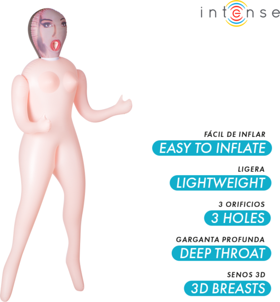 Poupée gonflable Intense Dolls Monique, avec trois orifices et seins 3D