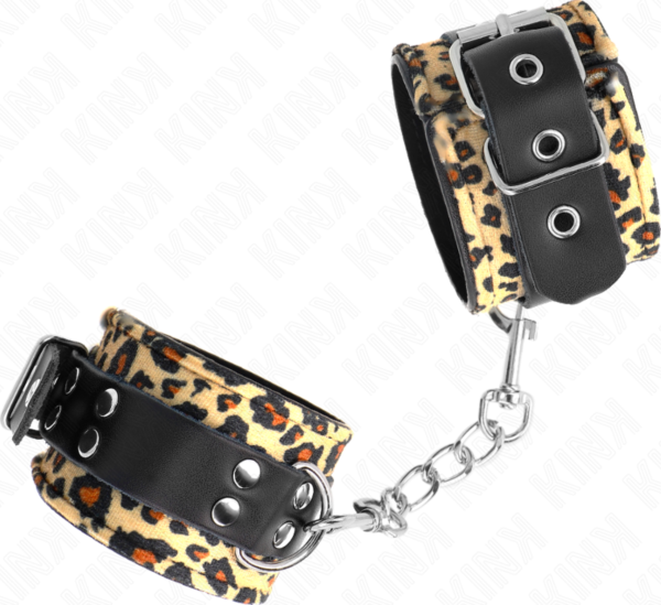 Menottes BDSM en cuir Kink à motif léopard