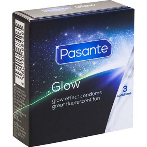 Préservatifs Pasante Glow 3 unités, à effet fluorescent vert