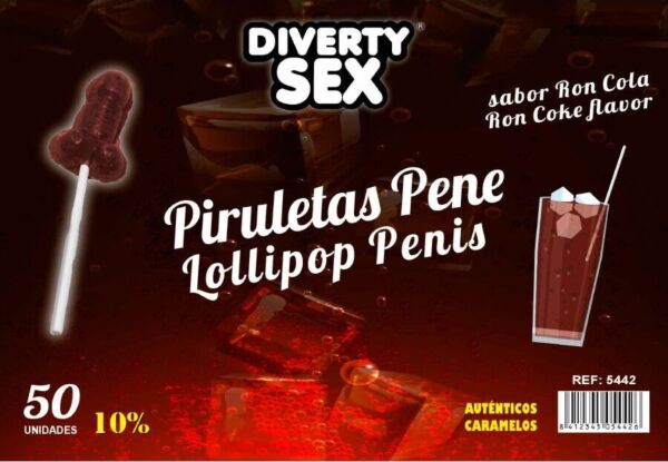 Pot présentoir de 50 sucettes en forme de pénis Diablo Goloso