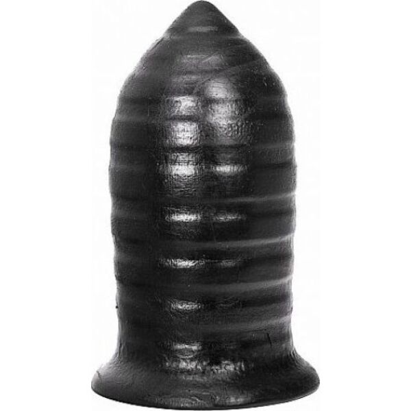 Plug anal All Black AB85 Thrill, noir, à surface nervurée