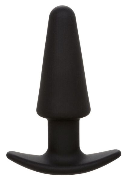 Plug anal vibrant CalExotics Rock Bottom Tapered Probe, en silicone noir et de forme conique