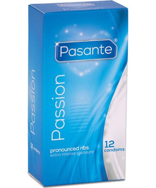 Boîte de 12 préservatifs Pasante Passion nervurés et perlés