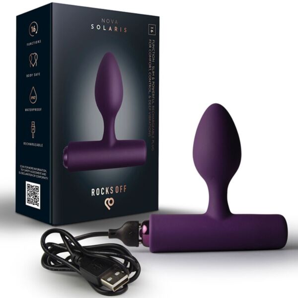 Plug anal vibrant Rocks-Off Nova Solaris avec sa base allongée